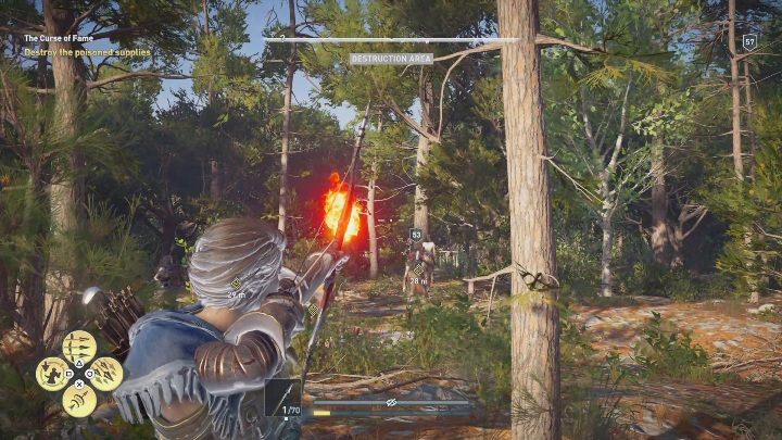 Po rozmowie z mężczyzną podejmij wybór - możesz albo zabić wiedźmę albo zniszczyć zapasy - Przedstawienie musi trwać - Solucja Assassins Creed Odyssey - Assassins Creed Odyssey - poradnik do gry