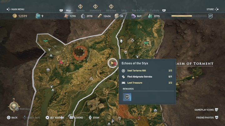 W lokacji Chasm of Torment/Rozpadlina Cierpienia znajdziesz jeden Enigmatyczny Ostrakon - Cierpienia Hadesu | Enigmatyczne ostrakony | Los Atlantydy DLC - Assassins Creed Odyssey - poradnik do gry