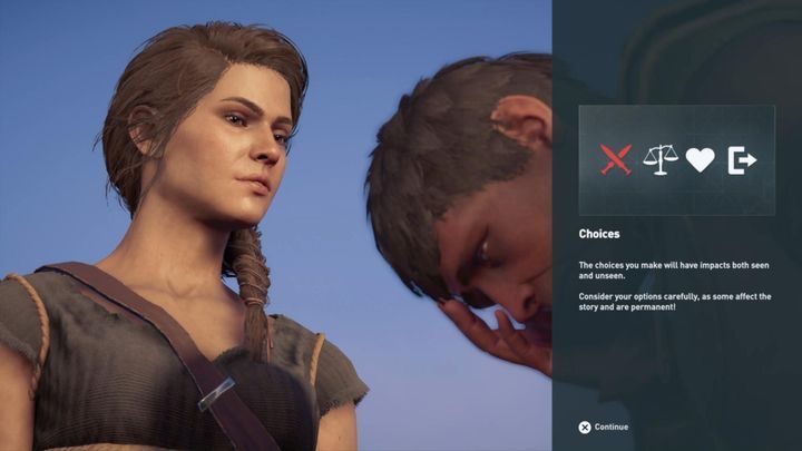 Po walce, gra przedstawi ci mechanikę wyborów - w tym przypadku, możesz oszczędzić opryszków, lub ich zabić - A więc tak to się zaczyna - Solucja gry Assassins Creed Odyssey - Assassins Creed Odyssey - poradnik do gry