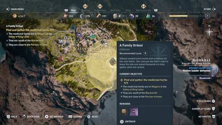 Udaj się do miejsca wskazanego na powyższej ilustracji - Megaris - Misje poboczne w Assassins Creed Odyssey - Assassins Creed Odyssey - poradnik do gry