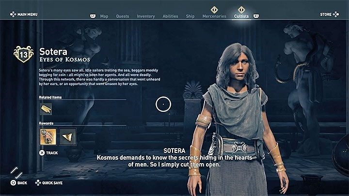 Po kliknięciu na jakimś kultyście gra wyświetla kartę z informacją o nim - AC Odyssey: Czciciele Kosmosa - lista, podstawy - Assassins Creed Odyssey - poradnik do gry