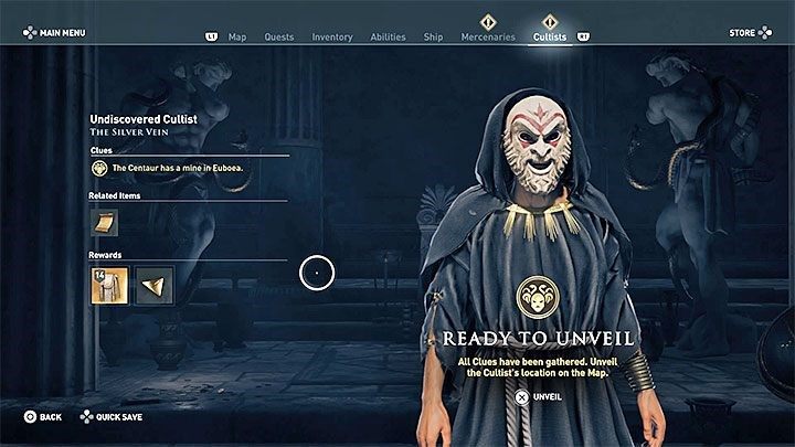 Po tym jak zbierzesz wystarczającą liczbę śladów możesz otworzyć kartę na temat danego kultysyty i odkryć tożsamość i lokalizację nowego Czciciela Kosmosa - AC Odyssey: Czciciele Kosmosa - lista, podstawy - Assassins Creed Odyssey - poradnik do gry