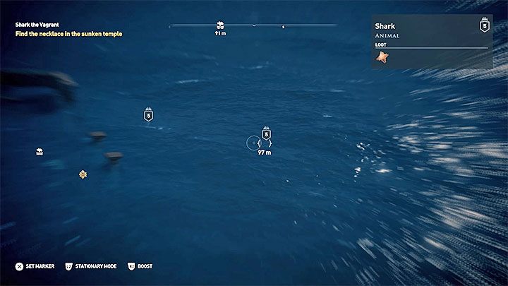 Położenie rekinów możesz ustalić jeszcze przed wejściem do wody pomagając sobie Ikarosem - Jak walczyć z rekinami w Assassins Creed Odyssey? - Assassins Creed Odyssey - poradnik do gry