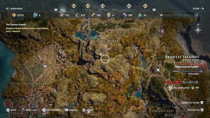 Po pewnym czasie, wdzięczy mężczyzna powie, gdzie ukrył cenne przedmioty - Wyspa Abantis - Misje poboczne w Assassins Creed Odyssey - Assassins Creed Odyssey - poradnik do gry