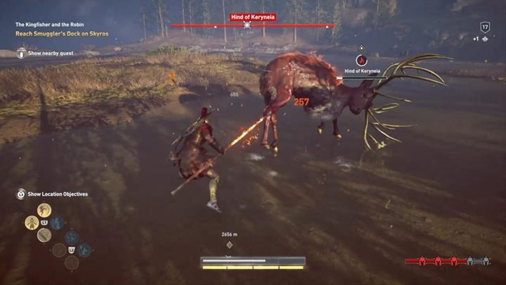 Korzystaj z ataków specjalnych, podpalaj, truj wroga i w razie potrzeb oddalaj się, by zregenerować swoje rany - Łania kerynejska w Eubea - Polowanie na siedem bestii - Assassins Creed Odyssey - poradnik do gry
