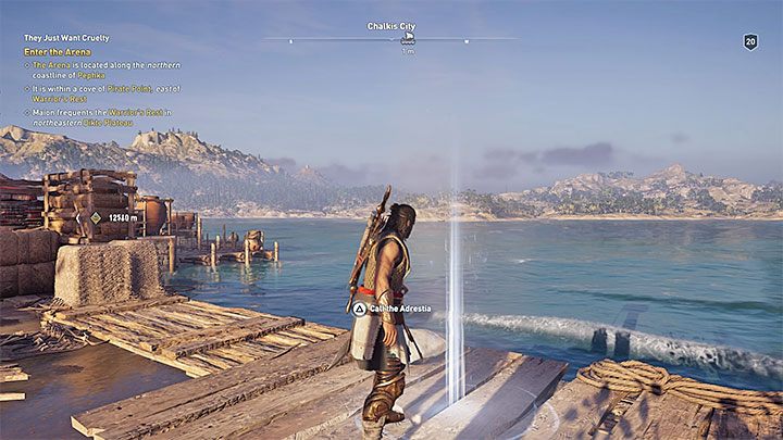 Po dotarciu do doku ustaw się w podświetlonym miejscu i przytrzymaj przycisk przyzwania Adrestii - Jak odnaleźć zacumowany statek bohatera w Assassins Creed Odyssey? - Assassins Creed Odyssey - poradnik do gry
