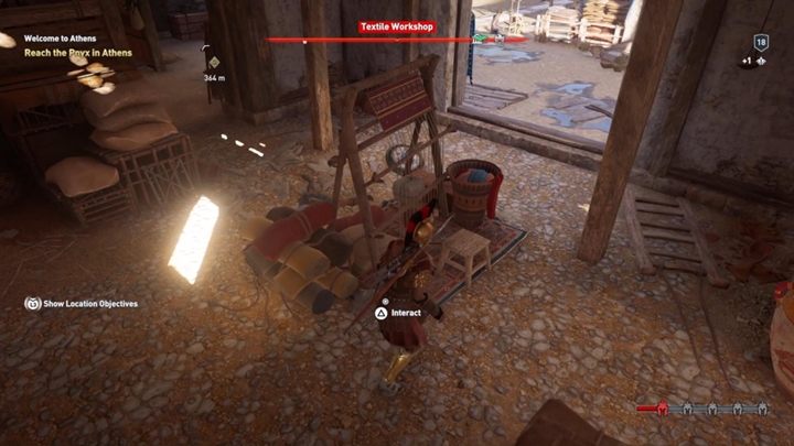 Lokacja enigmatycznego Ostrakonu: Warsztat tkacki, w magazynie - Enigmatyczne ostrakony - Attyka - Assassins Creed Odyssey - poradnik do gry