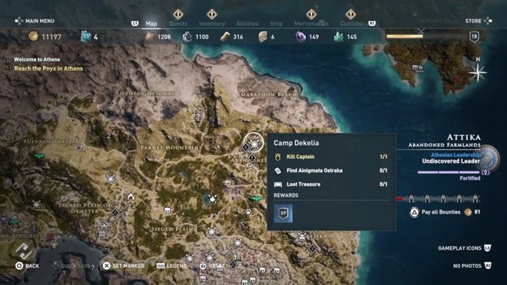 Lokacja enigmatycznego Ostrakonu: Obozowisko Dekelia - Enigmatyczne ostrakony - Attyka - Assassins Creed Odyssey - poradnik do gry