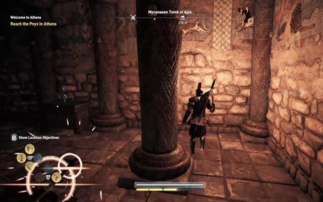 Idź cały czas przed siebie - na rozgałęzieniu, po minięciu pułapki idź w lewo - Grobowce w Attyka - Assassins Creed Odyssey - poradnik do gry
