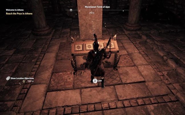 Wróć i kieruj się teraz do dziury na wprost - Grobowce w Attyka - Assassins Creed Odyssey - poradnik do gry
