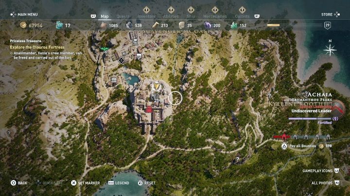 Po rozmowie z Xenia udaj się do lokacji zwanej Olouros Dortress (Forteca Olouros) - Gdzie znajdują się skarby dla Xenii w Assassins Creed Odyssey? - Assassins Creed Odyssey - poradnik do gry