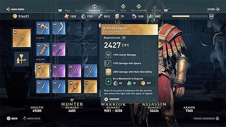 Rodzaj i statystyki przedmiotu: Broń biała, włócznia - Legendarne skrzynie w grze Assassins Creed Odyssey - Assassins Creed Odyssey - poradnik do gry