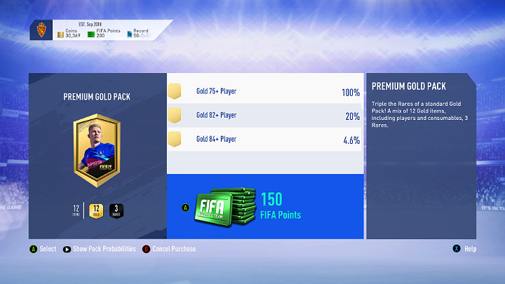 Jeżeli chodzi o zakup paczek to najlepszym wyborem będzie Złota Paczka Premium za 150 FIFA Points - Jak wydawać FIFA Points w FUT? | FIFA 19 - FIFA 19 - poradnik do gry