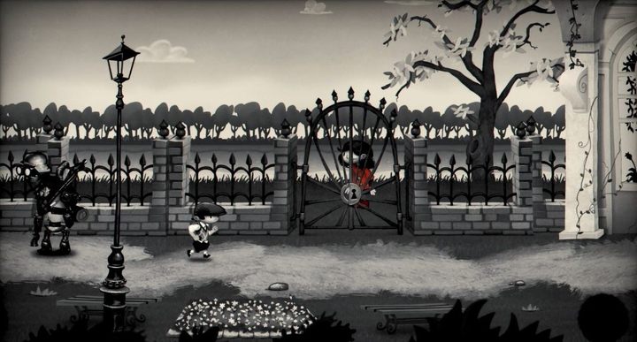 Możesz stanąć dziewczyną od razu przy bramie. Musisz zdobyć klucz, żeby jej otworzyć przejście. - Rozdział 8 - Zmiany, zmiany, zmiany - Solucja My Memory of Us - My Memory of Us - poradnik do gry