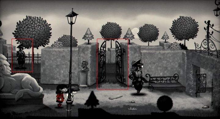 Zdjęcie przedstawia bramę przez którą powinieneś przejść. Zwróć uwagę na zaznaczonego strażnika na dalszym planie - jeśli jest na tej pozycji, możesz przejść przez bramę. - Rozdział 8 - Zmiany, zmiany, zmiany - Solucja My Memory of Us - My Memory of Us - poradnik do gry