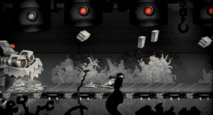 Możesz wywnioskować kiedy spadną na taśmę przeszkody, poprzez obserwację czerwonych lamp na każdej rurze. - Rozdział 11 - W paszczy lwa - Solucja My Memory of Us - My Memory of Us - poradnik do gry