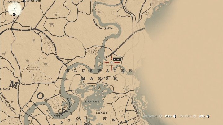 Przeciwnik będzie poruszał się po terenie zaznaczonym na screenie poniżej - Red Dead Redemption 2: Legendarny Dzik - mapy, porady - Red Dead Redemption 2 - poradnik do gry