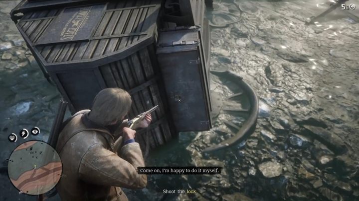 Po wszystkim, podejdź do wozu, wyceluj w kłódkę i otwórz zawartość skrytki - Red Dead Redemption 2: Scena z Amerykańskiej Idylli - Solucja - Red Dead Redemption 2 - poradnik do gry