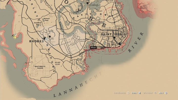 Tę legendarną rybę znajdziesz w południowej części mapy - Red Dead Redemption 2: Legendarny Jesiotr - mapy, porady - Red Dead Redemption 2 - poradnik do gry