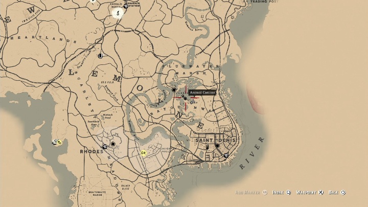 Tę legendarną rybę znajdziesz w południowej części mapy - Red Dead Redemption 2: Legendarna Niszczuka Długonosa - mapy, porady - Red Dead Redemption 2 - poradnik do gry