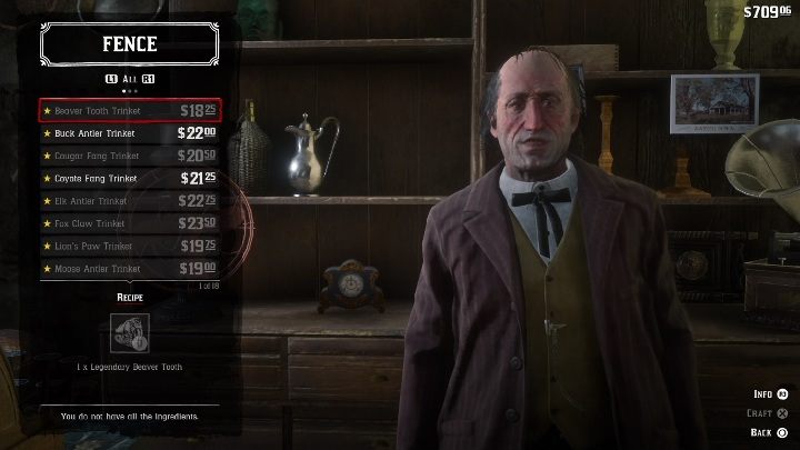 Jeśli udasz się do Pasera możesz wytworzyć Ozdobę z kła kojota (Coyote Fang Trinket) - Red Dead Redemption 2: Legendarny Kojot - mapy, porady - Red Dead Redemption 2 - poradnik do gry