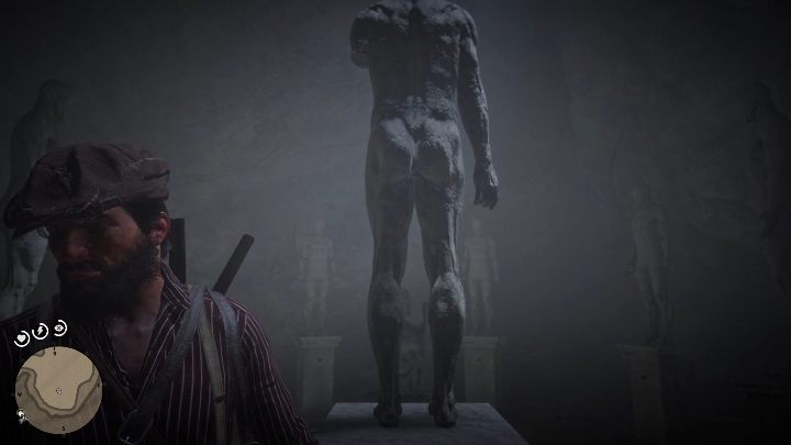 Aby lepiej ocenić liczbę palców każdego z posągów stań za nim - Red Dead Redemption 2: Zagadka z dziwnymi posągami, porady - Red Dead Redemption 2 - poradnik do gry