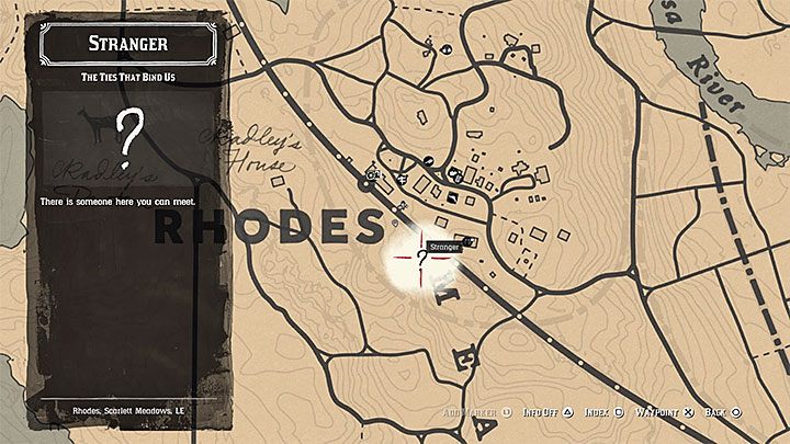 Znacznik tej pobocznej misji powinien pojawić się w pobliżu miasteczka Rhodes jakiś czas po tym jak przystąpisz do czwartego rozdziału kampanii - Red Dead Redemption 2: Więzy, które nas łączą - opis przejścia, mapa, porady - Red Dead Redemption 2 - poradnik do gry