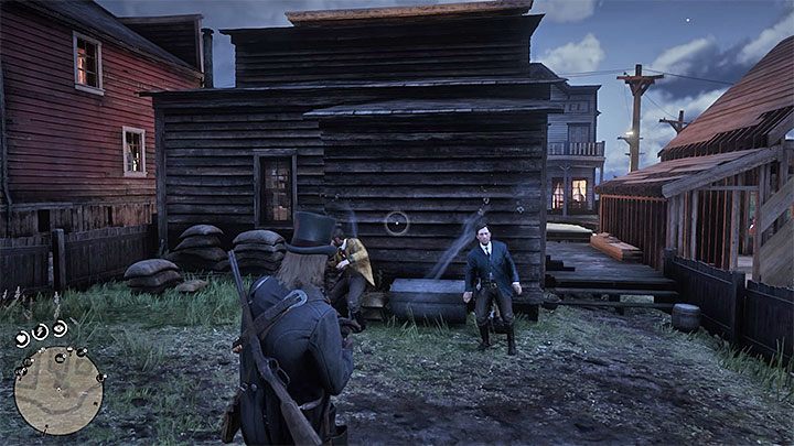 Twoim zadaniem jest zestrzeliwanie obiektów, które mężczyźni będą umieszczali na swoich głowach - Red Dead Redemption 2: O, bracie - opis przejścia, mapa, porady - Red Dead Redemption 2 - poradnik do gry