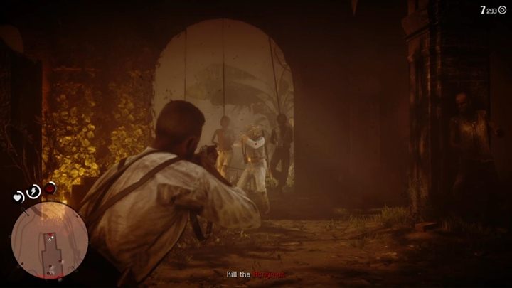 Gdy dotrzesz do wiszących, szybko uruchom zwolnienie czasu, namierz trzy liny i zestrzel je, by ocalić mężczyzn - Red Dead Redemption 2: Okrucieństwo wyzwolone - Solucja - Red Dead Redemption 2 - poradnik do gry