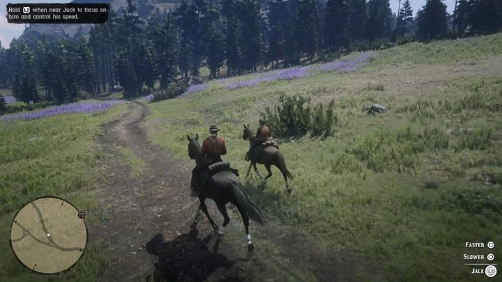 Zabierz Jacka na przejażdżkę - w trakcie jazdy możesz kontrolować prędkość poruszania się Jacka - Red Dead Redemption 2: Ojcostwo dla początkujących - Solucja - Red Dead Redemption 2 - poradnik do gry