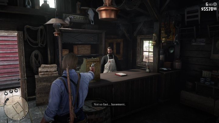 Aby dostać się do piwnicy wejdz do środka i zagroź sprzedawcy - Red Dead Redemption 2: Napady na sklepy - jak obrabować? Lista, lokacje, mapy - Red Dead Redemption 2 - poradnik do gry