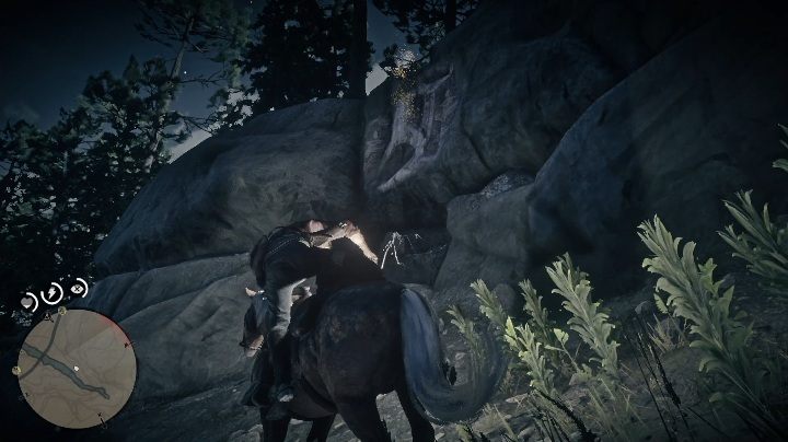 Jeśli będziesz jechał/szedł wzdłuż rzeki i spoglądał na skały szybko znajdziesz ten petroglif - Red Dead Redemption 2: Petroglify, rysunki naskalne - gdzie znaleźć? Lista - Red Dead Redemption 2 - poradnik do gry
