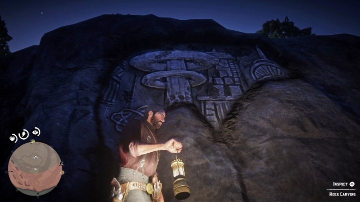 Petroglif znajduje się na skale dokładnie przy ścieżce - Red Dead Redemption 2: Petroglify, rysunki naskalne - gdzie znaleźć? Lista - Red Dead Redemption 2 - poradnik do gry