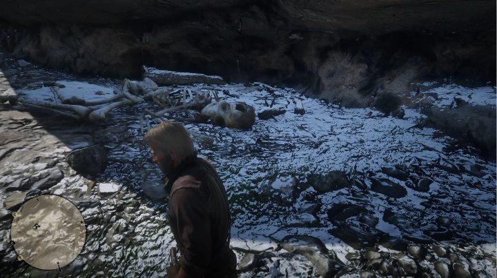 Aby dotrzeć do petroglifu musisz pierw wejść na samą górę, stamtąd dostrzeżesz wielki szkielet - Red Dead Redemption 2: Petroglify, rysunki naskalne - gdzie znaleźć? Lista - Red Dead Redemption 2 - poradnik do gry