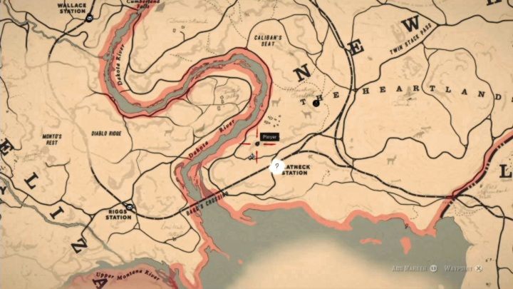 Siódmy petroglif znajdziesz koło Dakota River - Red Dead Redemption 2: Petroglify, rysunki naskalne - gdzie znaleźć? Lista - Red Dead Redemption 2 - poradnik do gry