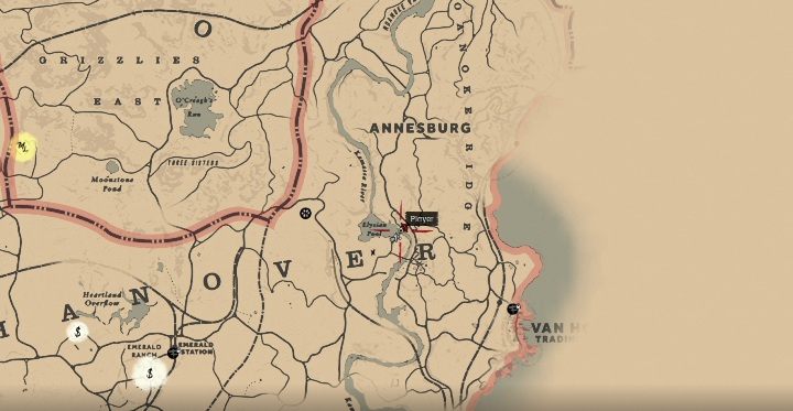 Ostatni petroglif znajdziesz na południe od rejonu Annesburg, dokładnie przy Elysian Pool - Red Dead Redemption 2: Petroglify, rysunki naskalne - gdzie znaleźć? Lista - Red Dead Redemption 2 - poradnik do gry