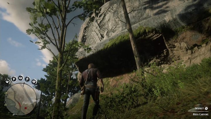 Ten petroglif jest widoczny z ścieżki - Red Dead Redemption 2: Petroglify, rysunki naskalne - gdzie znaleźć? Lista - Red Dead Redemption 2 - poradnik do gry