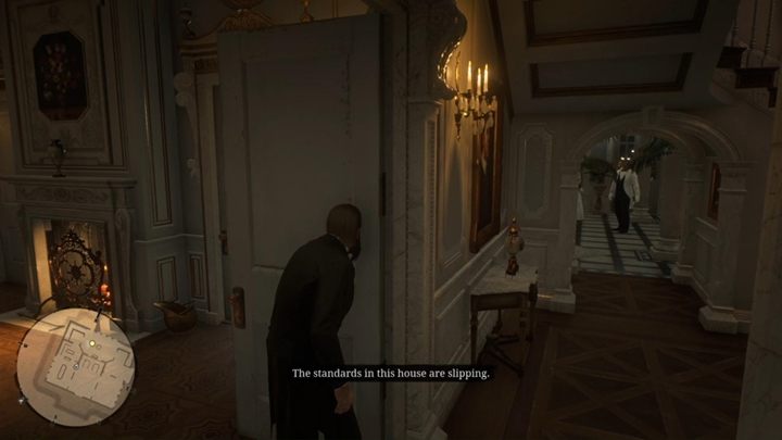 Schowaj się z teraz za drzwiami i podsłuchaj rozmowy mężczyzny ze służącą - Red Dead Redemption 2: Złota klatka - Solucja - Red Dead Redemption 2 - poradnik do gry