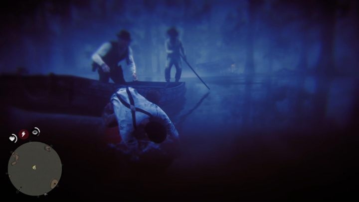 Wsiądź do łódki - gdy Jules zostanie porwany pod wodę, szybko zeskocz do wody i biegnij w kierunku mężczyzny - Red Dead Redemption 2: Wiejskie marzenia - Solucja - Red Dead Redemption 2 - poradnik do gry