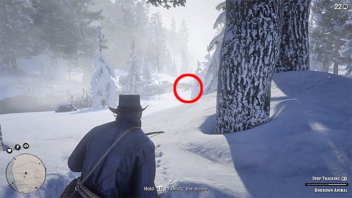 Wkrótce zbliżysz się do pierwszego jelenia - dobre miejsce do oddania strzału pokazuje dołączony obrazek - Red Dead Redemption 2: Co następuje po początku? - solucja, opis przejścia - Red Dead Redemption 2 - poradnik do gry