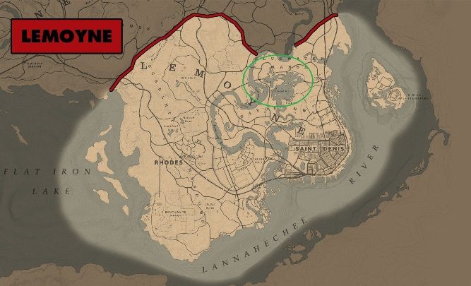 20 Heron Plumes - na terenie zaznaczonym na screenie powyżej powinieneś natrafić na czaple - Red Dead Redemption 2: Egzotyczne przedmioty - zlecenia, porady - Red Dead Redemption 2 - poradnik do gry
