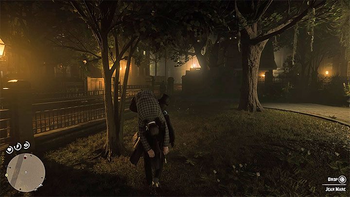 Dotrzyj na przeciwległy koniec parku i zaczekaj aż policjant patrolujący ulicę biegnącą wzdłuż parku przejdzie w prawo - Red Dead Redemption 2: Idealizm i pragmatyzm dla początkujących - opis przejścia - Red Dead Redemption 2 - poradnik do gry