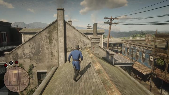Przejdź przez uchylone drzwi, skręć w prawo i przejdź po dachu dalej - Red Dead Redemption 2: Żegnaj, drogi przyjacielu - Solucja - Red Dead Redemption 2 - poradnik do gry
