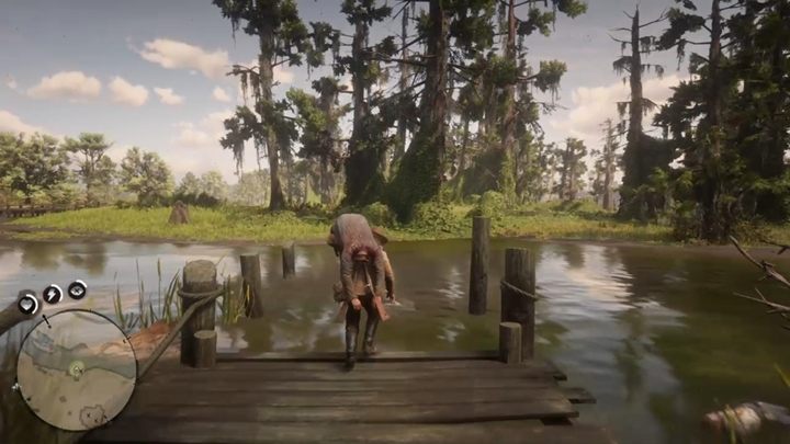 Zabieg musisz powtórzyć jeszcze raz - wróć do posiadłości, podnieś ciało z piętra, znieś je na dół i wrzuć je do bagna, a zobaczysz scenkę - Red Dead Redemption 2: Bitwa o Shady Belle - Solucja - Red Dead Redemption 2 - poradnik do gry