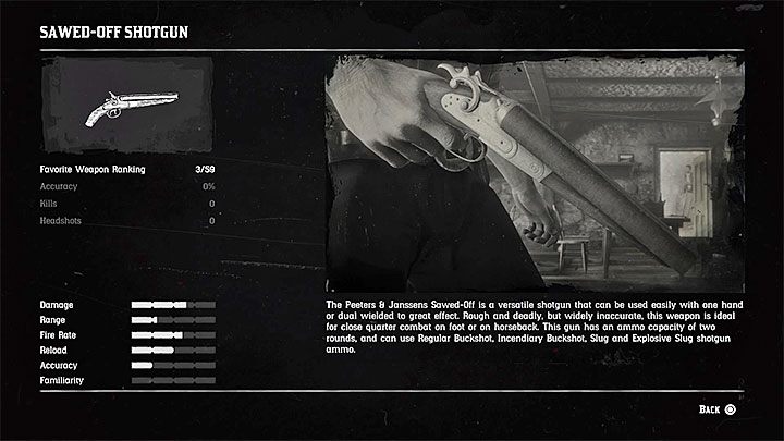 Łatwo można zapomnieć, że do kategorii broni podręcznych zalicza się również obrzyn Sawed-Off Shotgun - Red Dead Redemption 2: Najlepsze bronie - Red Dead Redemption 2 - poradnik do gry