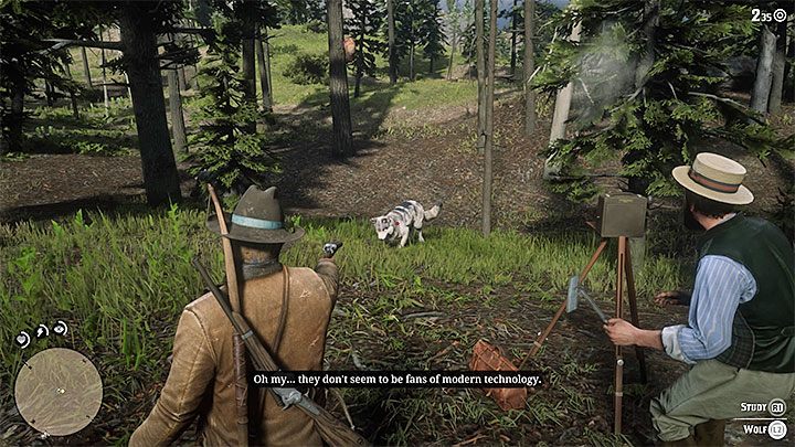 Tym razem Twoim zadaniem jest ochranianie Masona podczas gdy jest on zajęty wykonywaniem zdjęć wilkom - Red Dead Redemption 2: Arkadia dla amatorów - opis przejścia, mapa, porady - Red Dead Redemption 2 - poradnik do gry