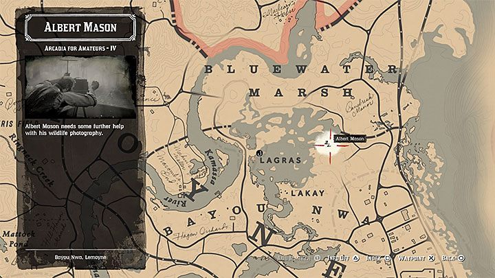 Nowe spotkanie z Masonem może mieć miejsce na mokradłach Bluewater Marsh na północ od miasta Saint Denis - Red Dead Redemption 2: Arkadia dla amatorów - opis przejścia, mapa, porady - Red Dead Redemption 2 - poradnik do gry