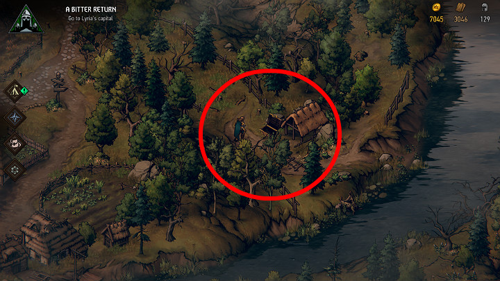 Skrzynię ze skarbem, która została zaznaczona na powyższej mapie szukaj niedaleko Turnifen w małym zagajniku tuż obok rzeki - Wojna Krwi: Lyria, Mapa skarbów - Wojna Krwi Wiedźmińskie Opowieści - poradnik do gry