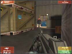 Ukazane na screenie drzwi prowadzącą do pokoju, w którym są przetrzymywani zakładnicy - Zadanie 3 - OPIS PRZEJŚCIA - Tom Clancys Rainbow Six 3: Raven Shield - poradnik do gry