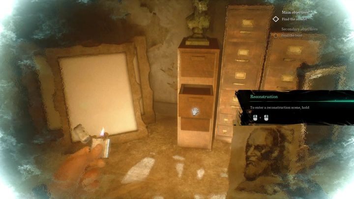 Rekonstrukcja do przeprowadzenia w pomieszczeniu z popiersiem. - Jak znaleźć amulet w rozdziale 9 Call of Cthulhu? - Call of Cthulhu - poradnik do gry